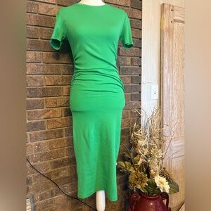 Zara Bright Green Short Sleeve Midi Dress
